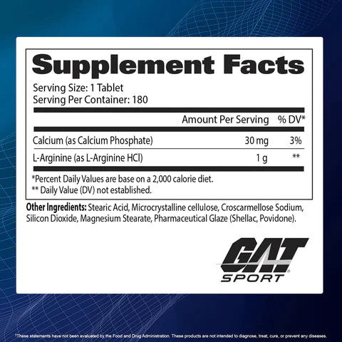 Gat Sport L Arginine, 180 Tablets.